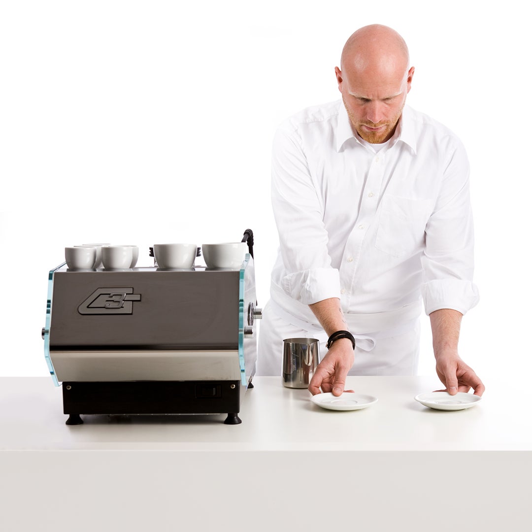 man preparing coffee