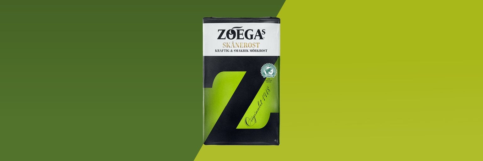 Picture of coffee package with green background