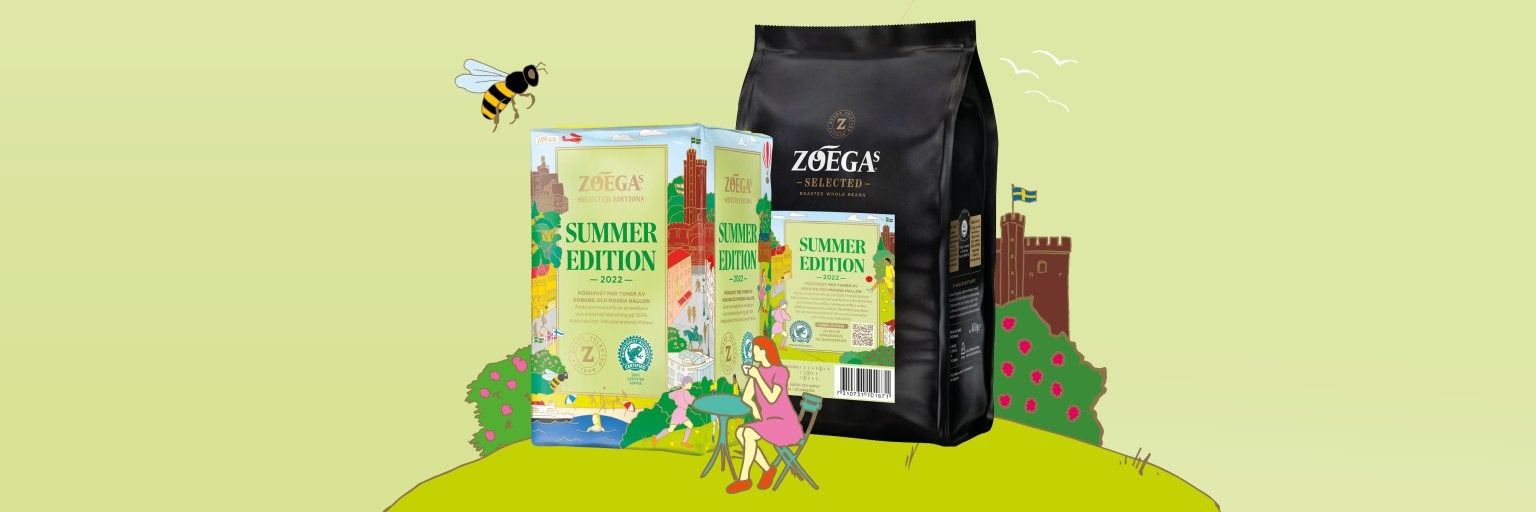 bild på tvåpaket kaffe med grön bakgrund