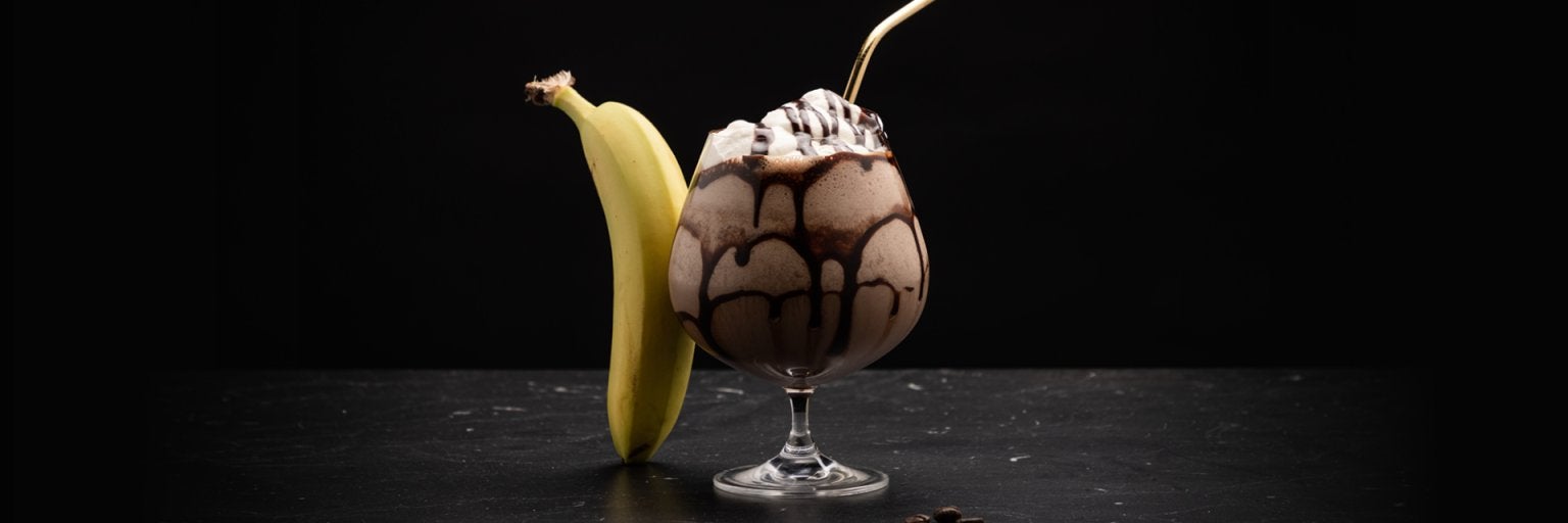 Bild på en milkshake och en banan 