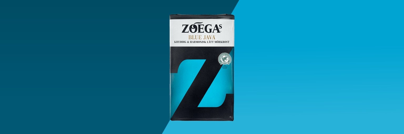 Picture of coffee package with blue background