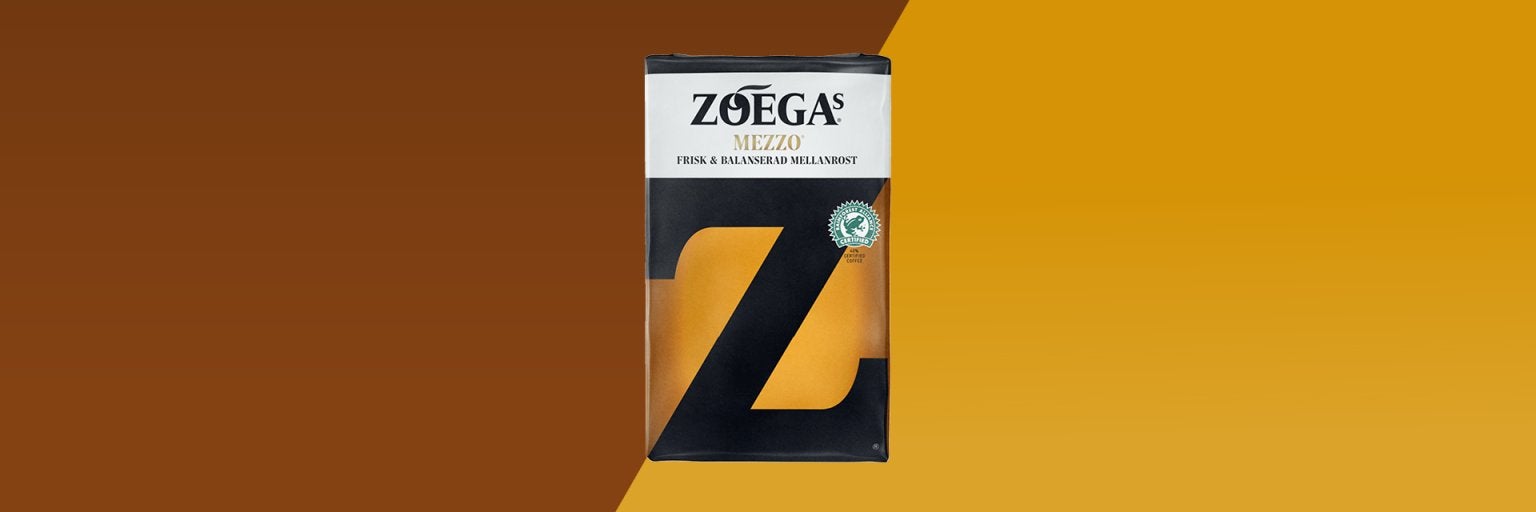 Picture of coffee package with brown background 