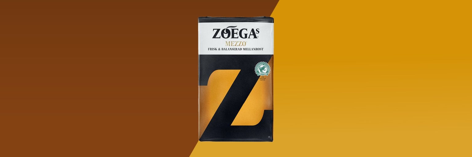 Picture of coffee package with brown background