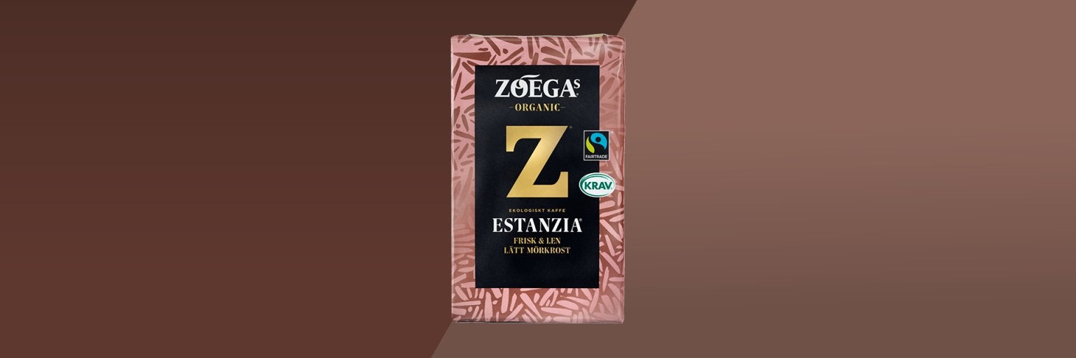 Estanzia coffee package with brown background