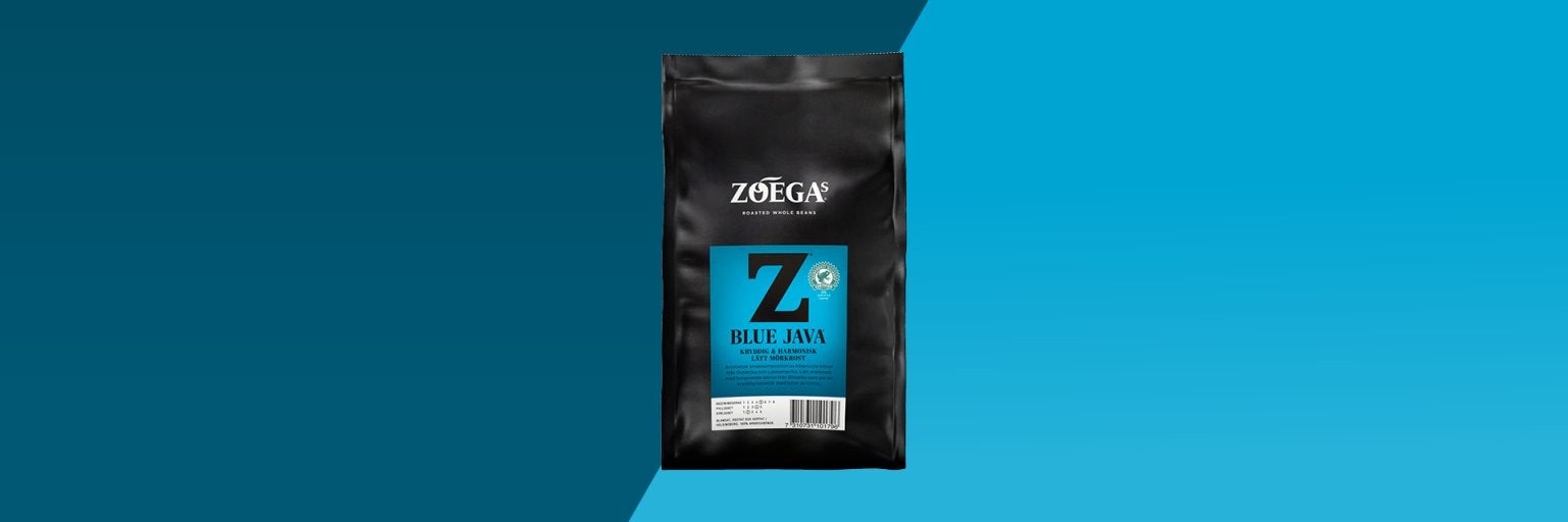 bild av ett paketkaffe med gul bakgrund 