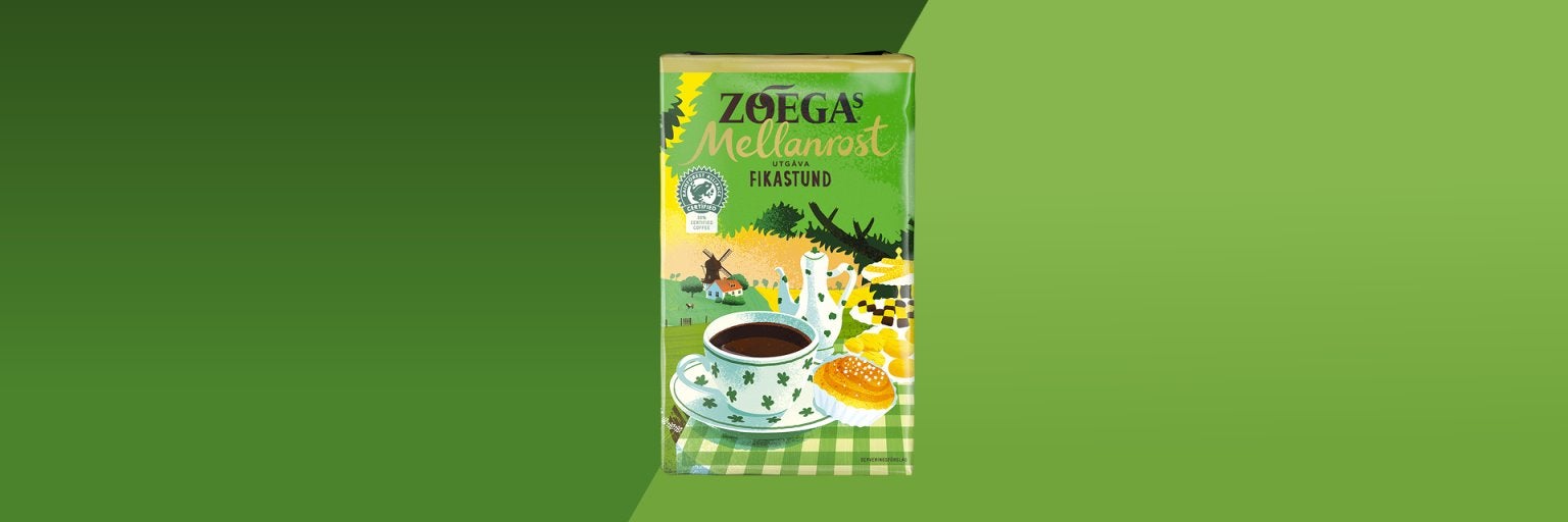 Picture of coffee package with green background