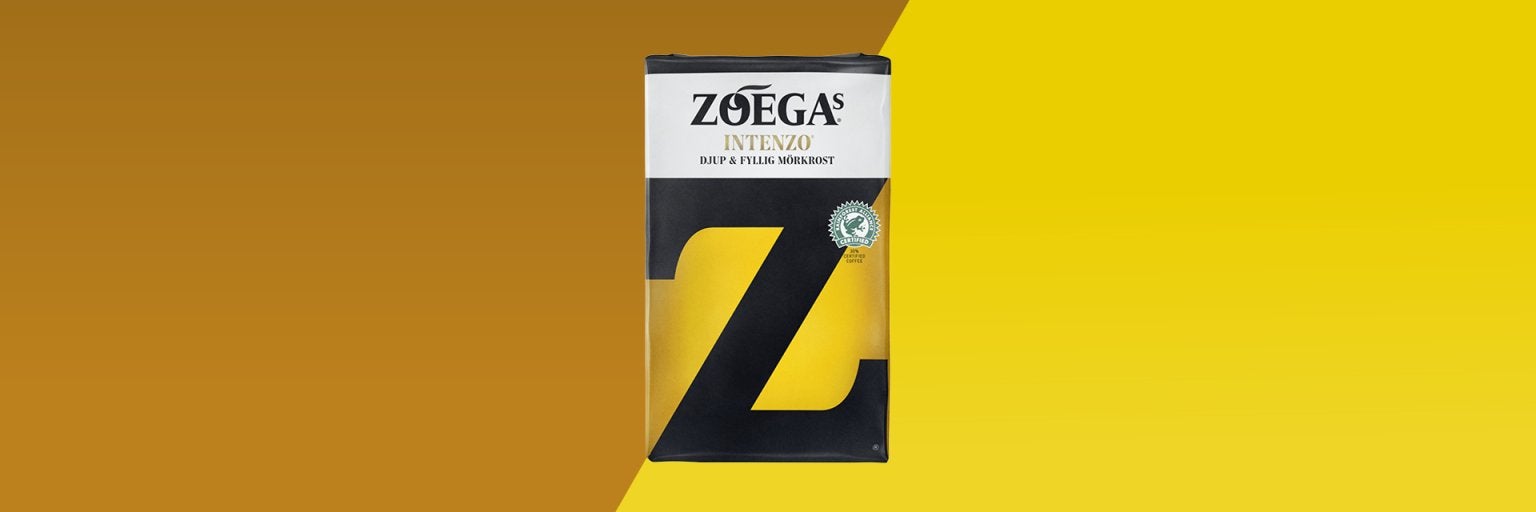 Picture of coffee package on yellow background