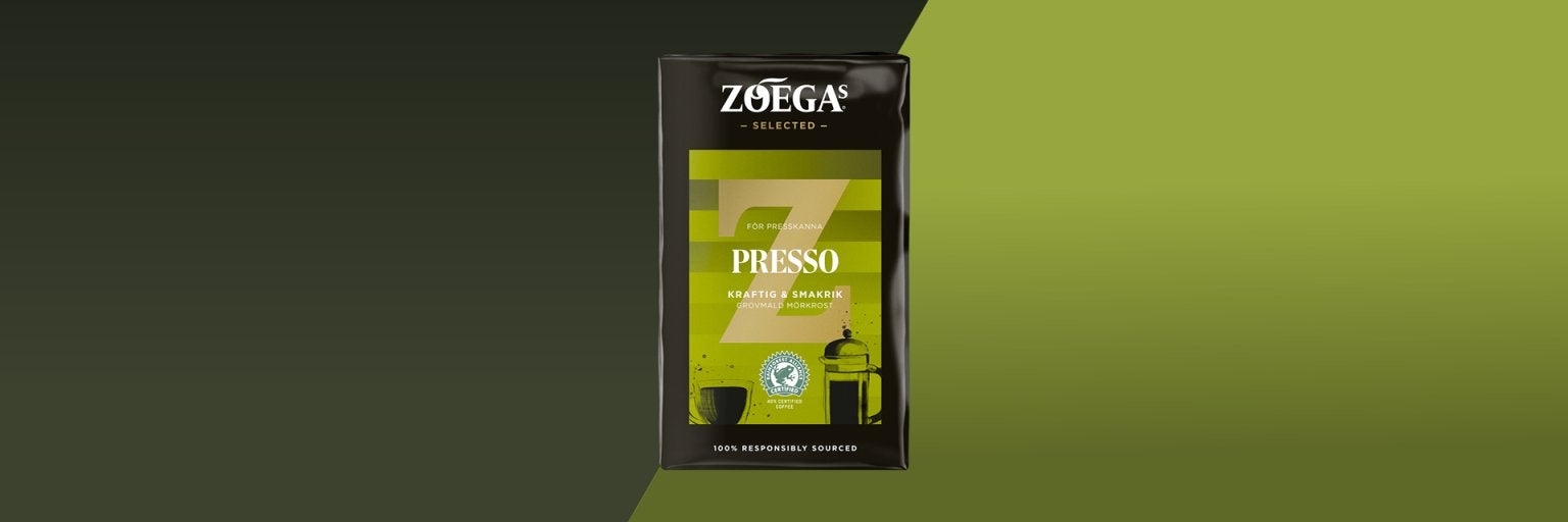 Picture of presso coffee package with green bakground 