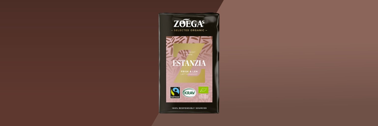 Estanzia coffee package with brown background