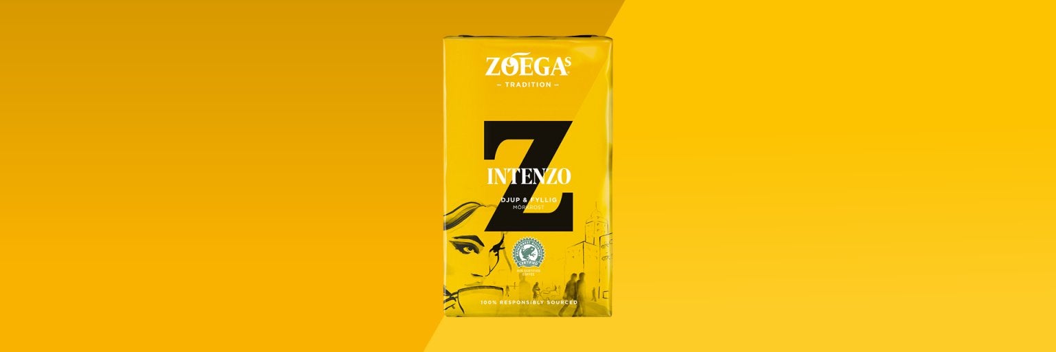 Picture of coffee package on yellow background