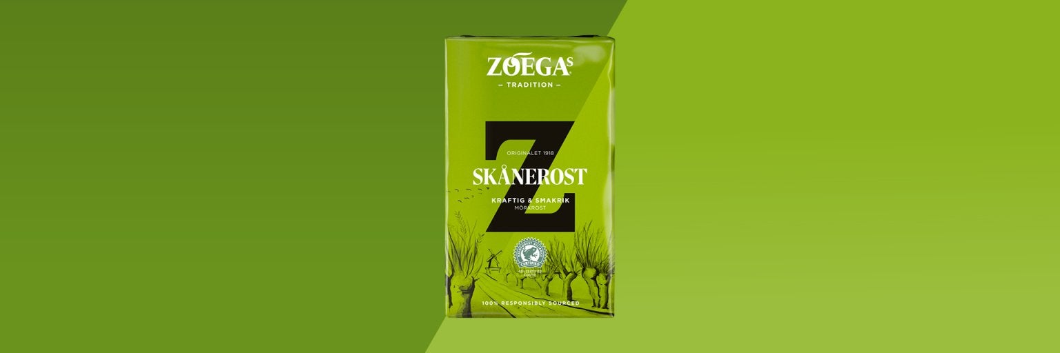 Picture of coffee package with green background