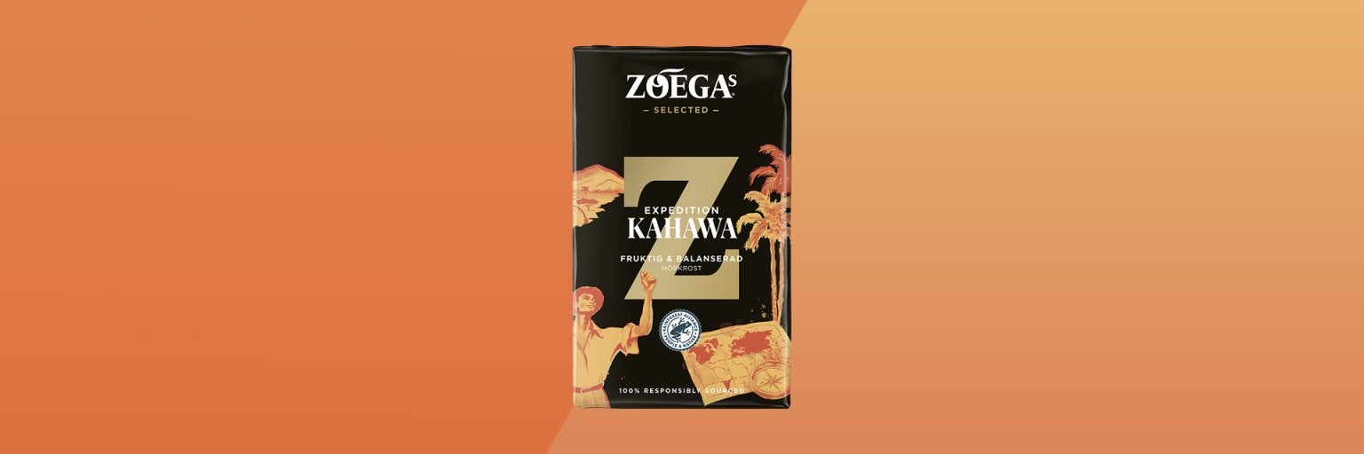 Kahawa kaffepaket med gul bakgrund