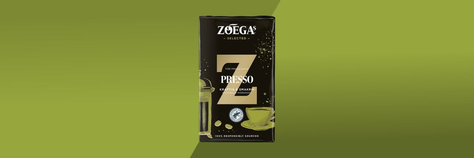 Picture of presso coffee package with green bakground