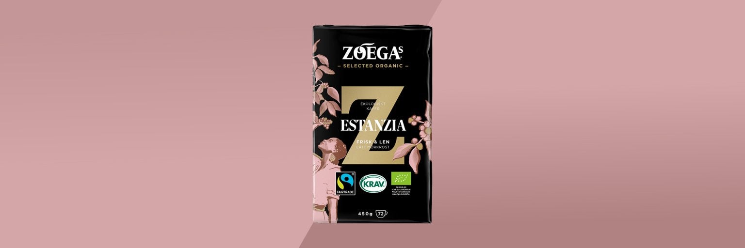 Estanzia coffee package with brown background 