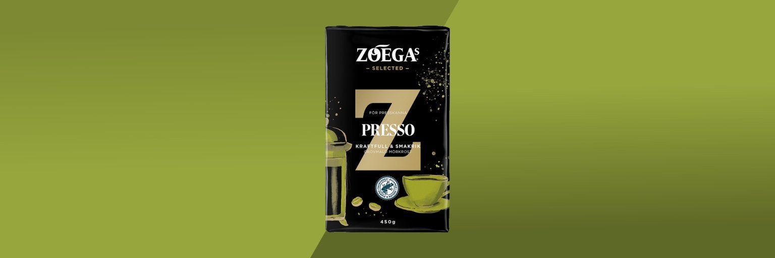 Picture of presso coffee package with green bakground 