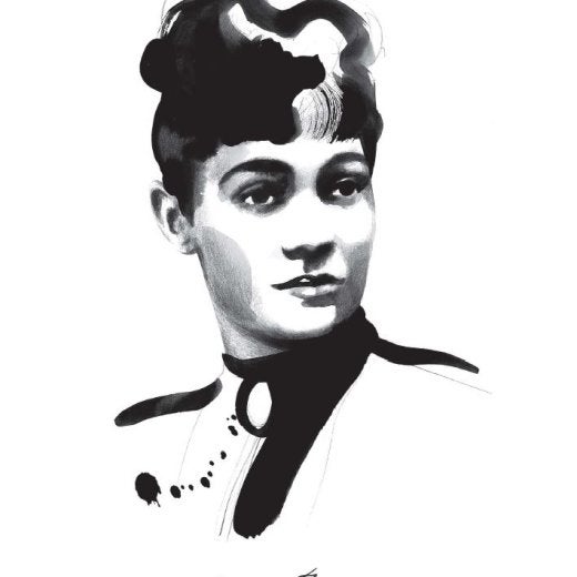 Bild på tecknad kvinna i svart och vitt