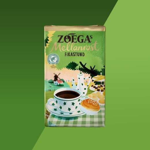 Picture of coffee package with green background 