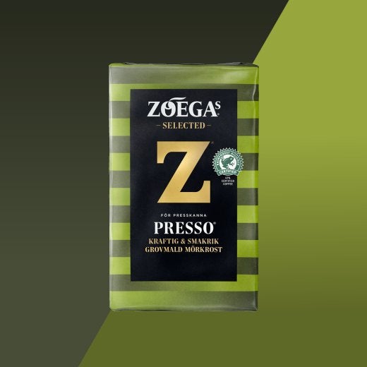 Picture of presso coffee package with green bakground 