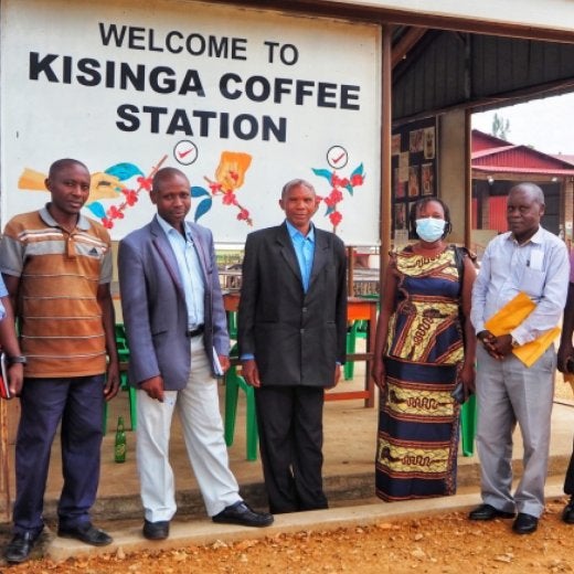 men at coffee station