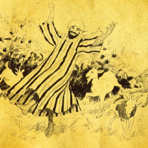 illustration av en man och hans getter