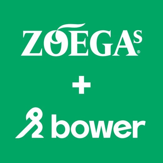 zoegas and bower logos on green background