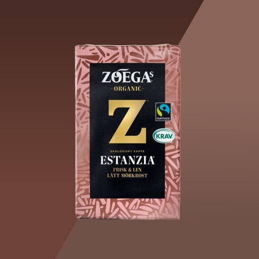 Estanzia coffee package with brown background 