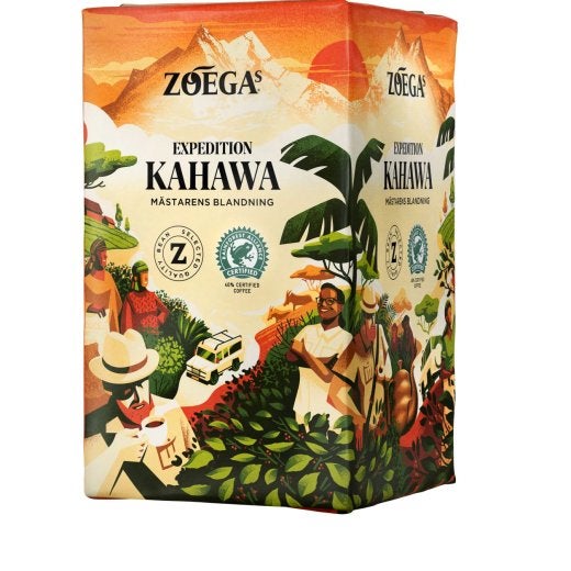 coffee package with jungle illustration
