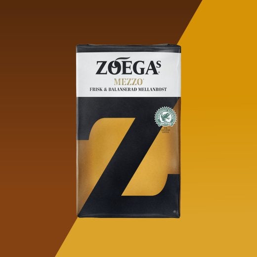 Picture of coffee package with brown background