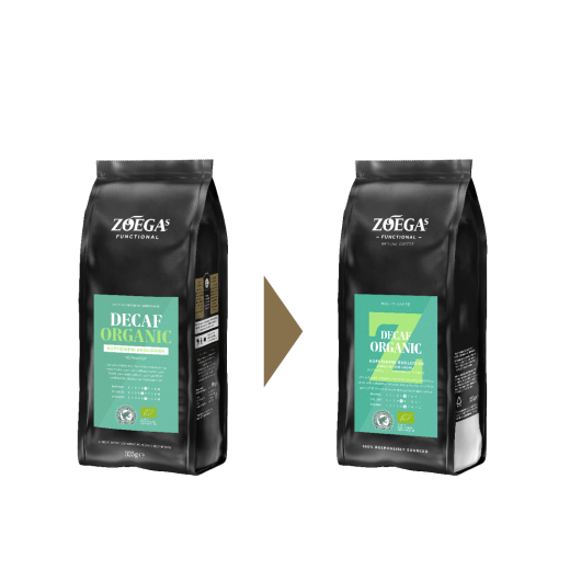 2 Zoégas kaffepaket före och efter design