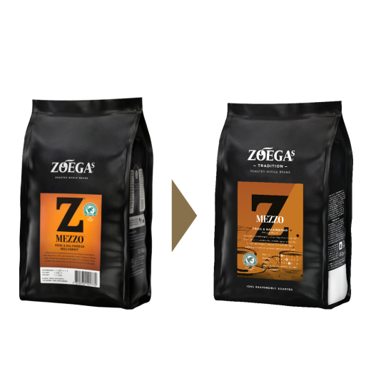 2 Zoégas kaffepaket före och efter design