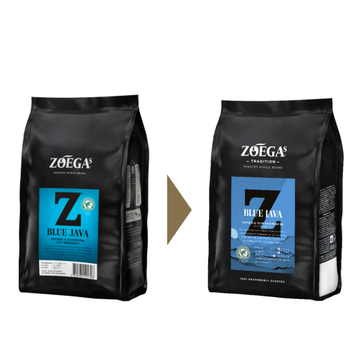 2 Zoégas kaffepaket före och efter design