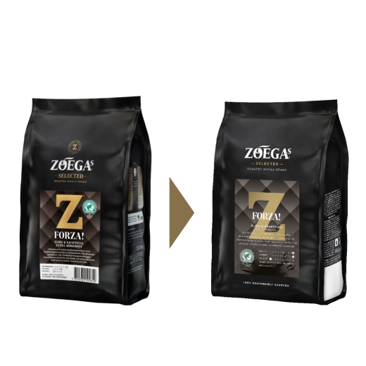 2 Zoégas kaffepaket före och efter design