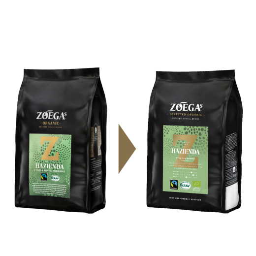 2 Zoégas kaffepaket före och efter design