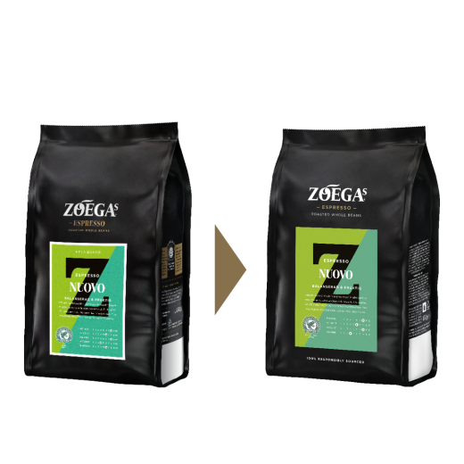2 Zoégas kaffepaket före och efter design