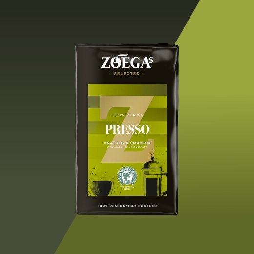 Picture of presso coffee package with green bakground 