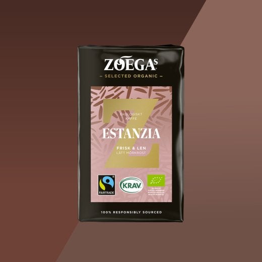 Estanzia coffee package with brown background 