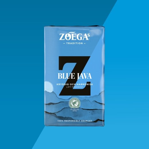 Picture of coffee package with blue background