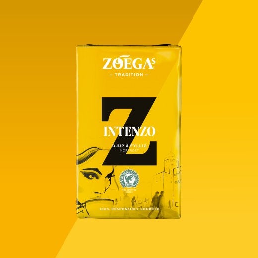 Picture of coffee package on yellow background