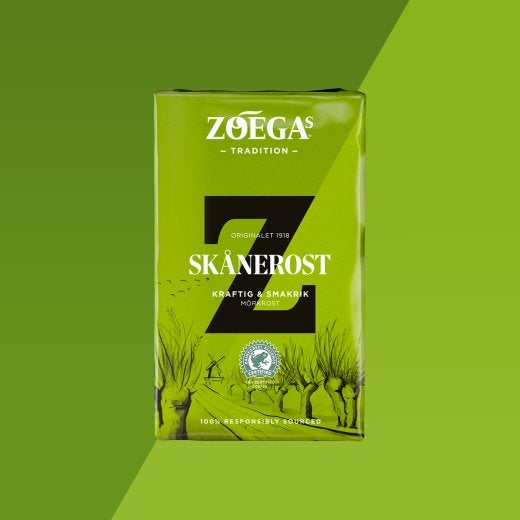 Picture of coffee package with green background