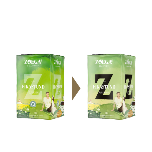 2 Zoégas kaffepaket före och efter design