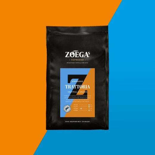 Ett paket Zoégas Espresso Trattoria hela bönor