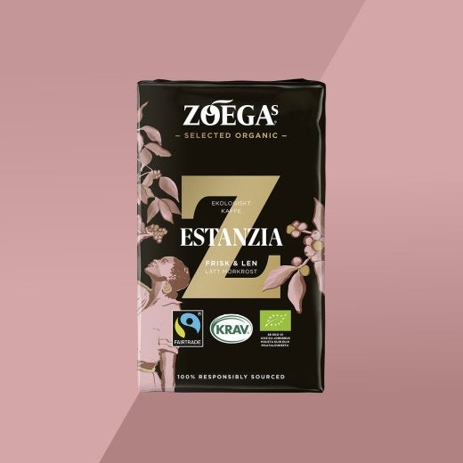 Estanzia coffee package with brown background 