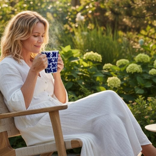 Kvinna som dricker kaffe